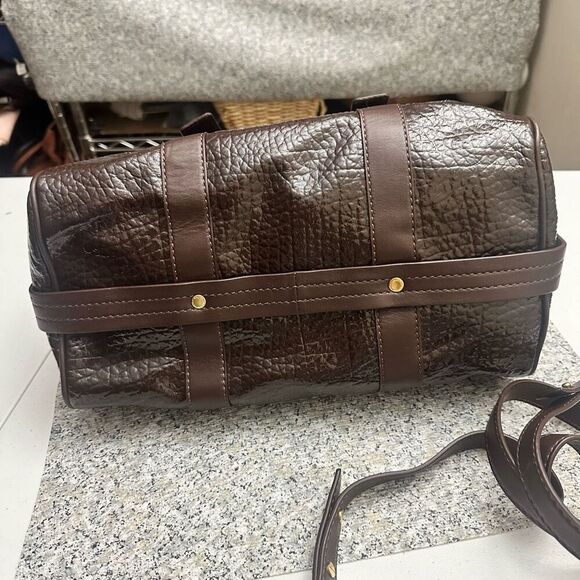 Marc By Marc Jacobs Brown Patent Leather Zip top Satchel Shoulder Bag Large NEW - Picture 5 of 14